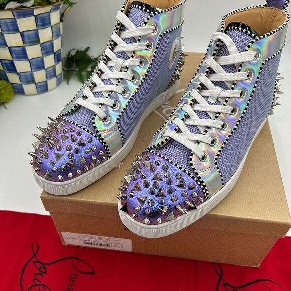 Men’s Christian Louboutin Lou Pik Pik Orlato flat high top sneakers size 44.5 - Picture 13 of 13